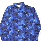 Mens Blue Geometric Pattern Shirt XL Polyester Blend Stylish Casual Wear