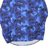 Mens Blue Geometric Pattern Shirt XL Polyester Blend Stylish Casual Wear