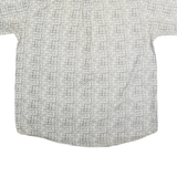 TRADER BAY Mens White & Grey Pattern Cotton Shirt XL Casual Short Sleeve