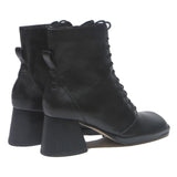 CHARLES & KEITH Womens Lace-Up Ankle Boots Black Leather UK 3.5 Stylish