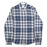 LEVI'S Mens Blue & White Check Shirt M Casual Cotton Blend Long Sleeve