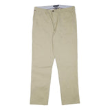 TOMMY HILFIGER Mens Cotton Blend Beige Regular Fit Straight Trousers W34 L32