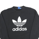 ADIDAS Womens Black Cotton Blend Crew Neck UK 10 Logo Sweatshirt Classic Style