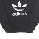 ADIDAS Womens Black Cotton Blend Crew Neck UK 10 Logo Sweatshirt Classic Style