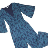BODEN Womens Blue & Teal Leaf Pattern Playsuit UK 12 Polyester Blend Stylish