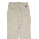 DICKIES Mens Cotton Beige Regular Straight Cargo Trousers W34 L32 Workwear