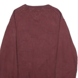 TOMMY HILFIGER Mens Maroon Plain Cotton V-Neck Basic Knit 2XL Jumper Casual