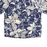 EDDIE BAUER Mens Blue & Beige Floral Print Shirt L Cotton Blend Casual Summer