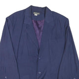 NAF NAF Womens Blue Silk Button Jacket L Plain Elegant Classic