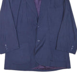 NAF NAF Womens Blue Silk Button Jacket L Plain Elegant Classic