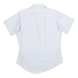 Mens White Plain Shirt S Short Sleeve Button Polyester Blend Casual Workwear