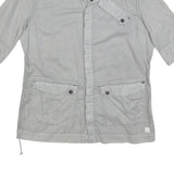 G-STAR Womens Grey Cotton Blend Shirt L Casual Button Sleeve Pockets