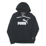 PUMA Womens Black Cotton Hoodie UK 14 Sweatshirt Logo Pullover Casual