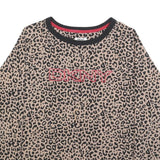 DKNY Womens Beige & Black Leopard Patterned Jumper Crew Neck Basic Knit XL