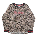 DKNY Womens Beige & Black Leopard Patterned Jumper Crew Neck Basic Knit XL