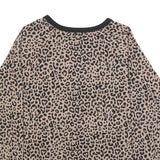 DKNY Womens Beige & Black Leopard Patterned Jumper Crew Neck Basic Knit XL