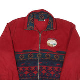 TOSANI Womens Red Blue Zip Jacket S Polyester Blend Fleece Patterned Lake Louise