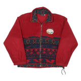 TOSANI Womens Red Blue Zip Jacket S Polyester Blend Fleece Patterned Lake Louise