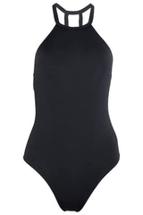 Denise - High Neck One Piece Swimsuit in Black