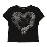 Roberto Cavalli Sport Graphic T-Shirt - Medium Black Cotton
