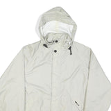 K-WAY Mens White Nylon Windbreaker XS Jacket Zip Hooded Plain Lightweight