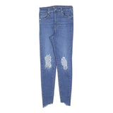 LEVI'S Womens Slim Blue Denim Light W26 L26 Skinny Ripped Ankle Jeans Zip