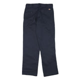 DICKIES Mens Cotton Blend Navy Regular Straight Trousers W30 L31 Workwear Zip