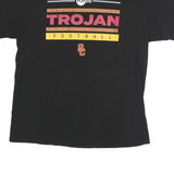 HANES Mens Black Trojan Football Graphic T-Shirt L Short Sleeve Crew Neck