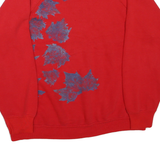 TULTEX Womens Red Sweatshirt L Crew Neck Cotton Blend Pullover Leaves Print