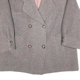 Womens Grey & Pink Plain Double Breasted Jacket L Woven Button Closure