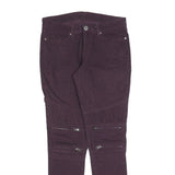 LEVI'S Womens Cotton Blend Slim Purple Zip Trousers W30 L32 Stylish Pocket Zips