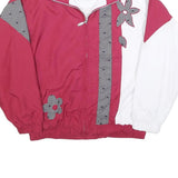 HEAD Womens Red & White Floral Nylon Zip Jacket M Casual Stylish Sport