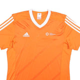 ADIDAS Mens Orange & White Graphic T-Shirt L Short Sleeve V-Neck Sports