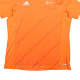 ADIDAS Mens Orange & White Graphic T-Shirt L Short Sleeve V-Neck Sports