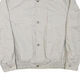 Mens Cream Button Cotton Blend Jacket L Plain Classic Relaxed Fit Casual