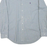 RALPH LAUREN Mens Blue Check Shirt L Cotton Blend Classic Button-Down Collar