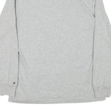 TOMMY HILFIGER Mens Grey & Navy Long Sleeve Logo Print M Polo Shirt Cotton Blend