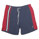 NAUTICA Mens Shorts Navy Blue Red Casual M W34 Polyester Blend Swimwear