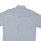 CHAPS Mens Blue & White Check Shirt L Short Sleeve Cotton Blend Casual