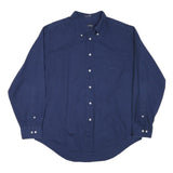 NAUTICA Mens Blue Cotton Blend Button Down Shirt L Classic Fit Long Sleeve