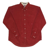 TOMMY HILFIGER Mens Red Corduroy Shirt 2XL Button Down Pocket Casual Cotton
