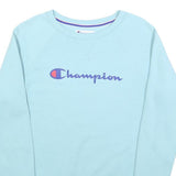 CHAMPION Mens Blue Crew Neck S Cotton Blend Logo Sweatshirt Casual