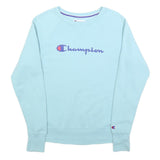 CHAMPION Mens Blue Crew Neck S Cotton Blend Logo Sweatshirt Casual