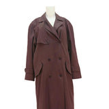 Womens Brown Cotton Blend Long Button Jacket UK 12 Double Breasted Plain Classic