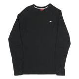 NIKE Mens Black S Crew Neck Cotton Blend Sweatshirt Logo Patch