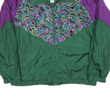 SUNTERRA Womens Green & Purple Nylon Zip Jacket XL Printed Pattern Retro Style