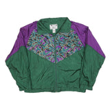 SUNTERRA Womens Green & Purple Nylon Zip Jacket XL Printed Pattern Retro Style