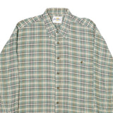 BLUE MAN COMPANY Mens Green & Cream Check Shirt L Cotton Casual Long Sleeve