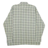 BLUE MAN COMPANY Mens Green & Cream Check Shirt L Cotton Casual Long Sleeve