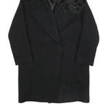 MICHAEL KORS Womens Black Wool Blend Button Jacket M Faux Fur Collar Classic